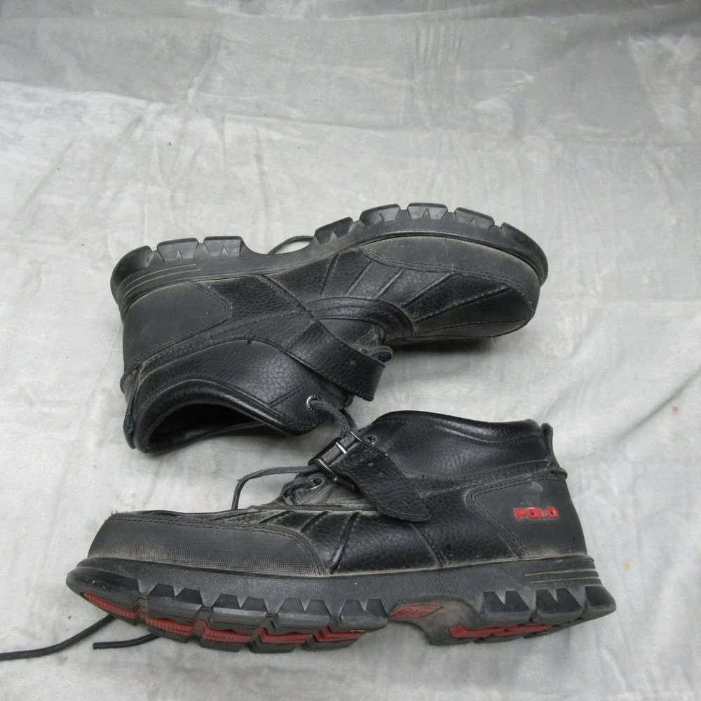 Polo Ralph Lauren Mens 11D Duck Boots Dover‎ II Black Leather Buckle Waterproof